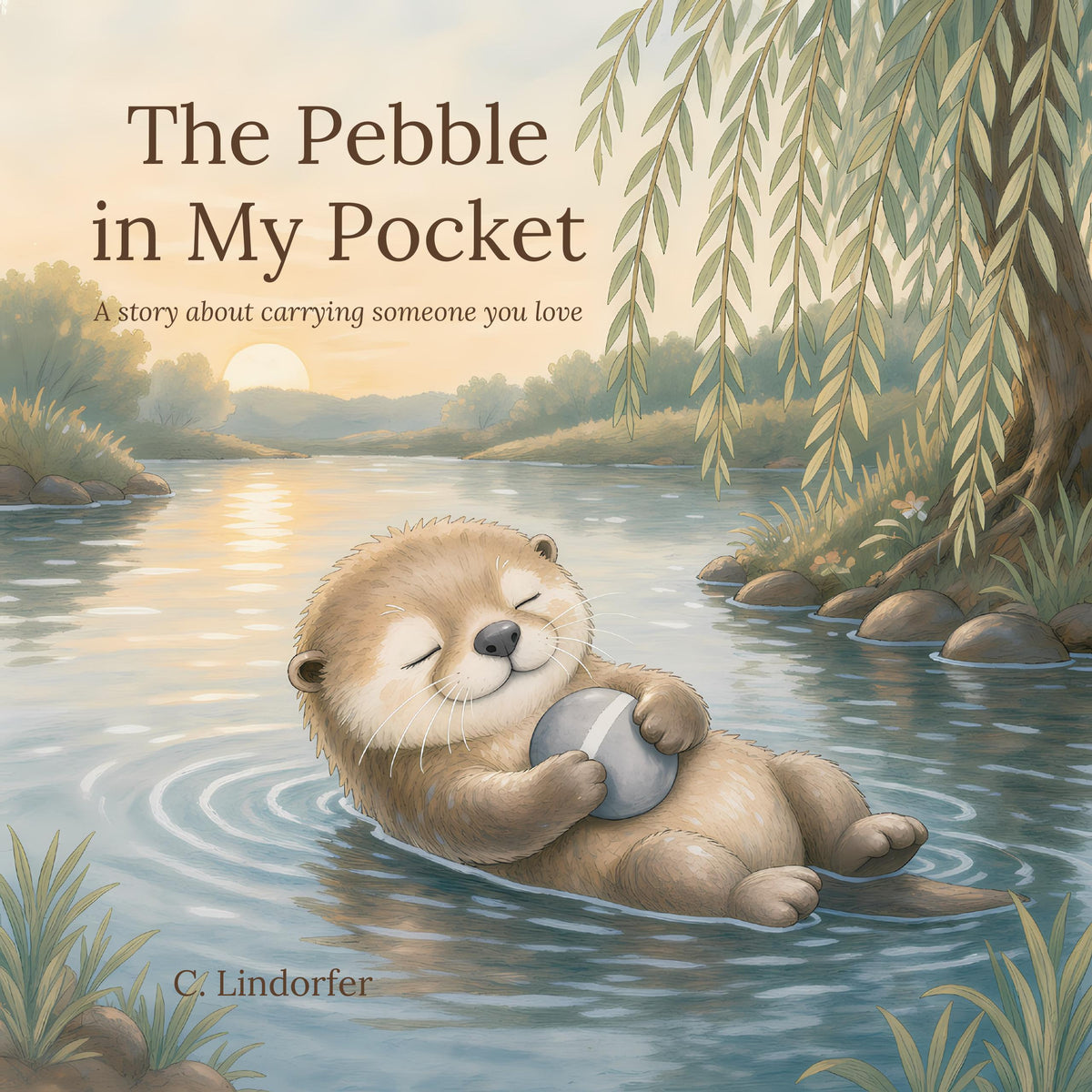 Cover of The Pebble in My Pocket, a picture book about a young otter whose grandpa dies after an illness