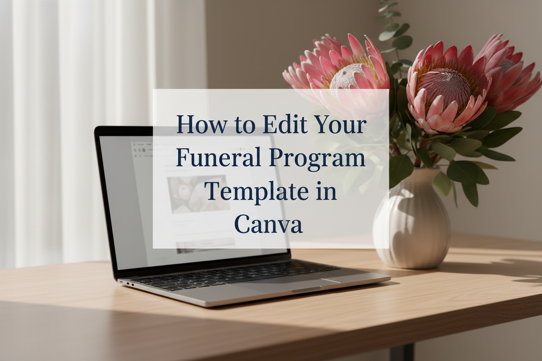  Beginner's guide to editing a funeral program template in Canva — step-by-step tutorial by Noted & Charmed