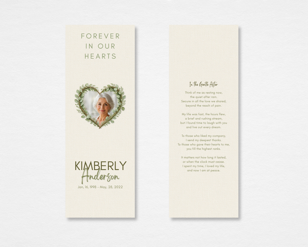 Botanical Heart Memorial Bookmark