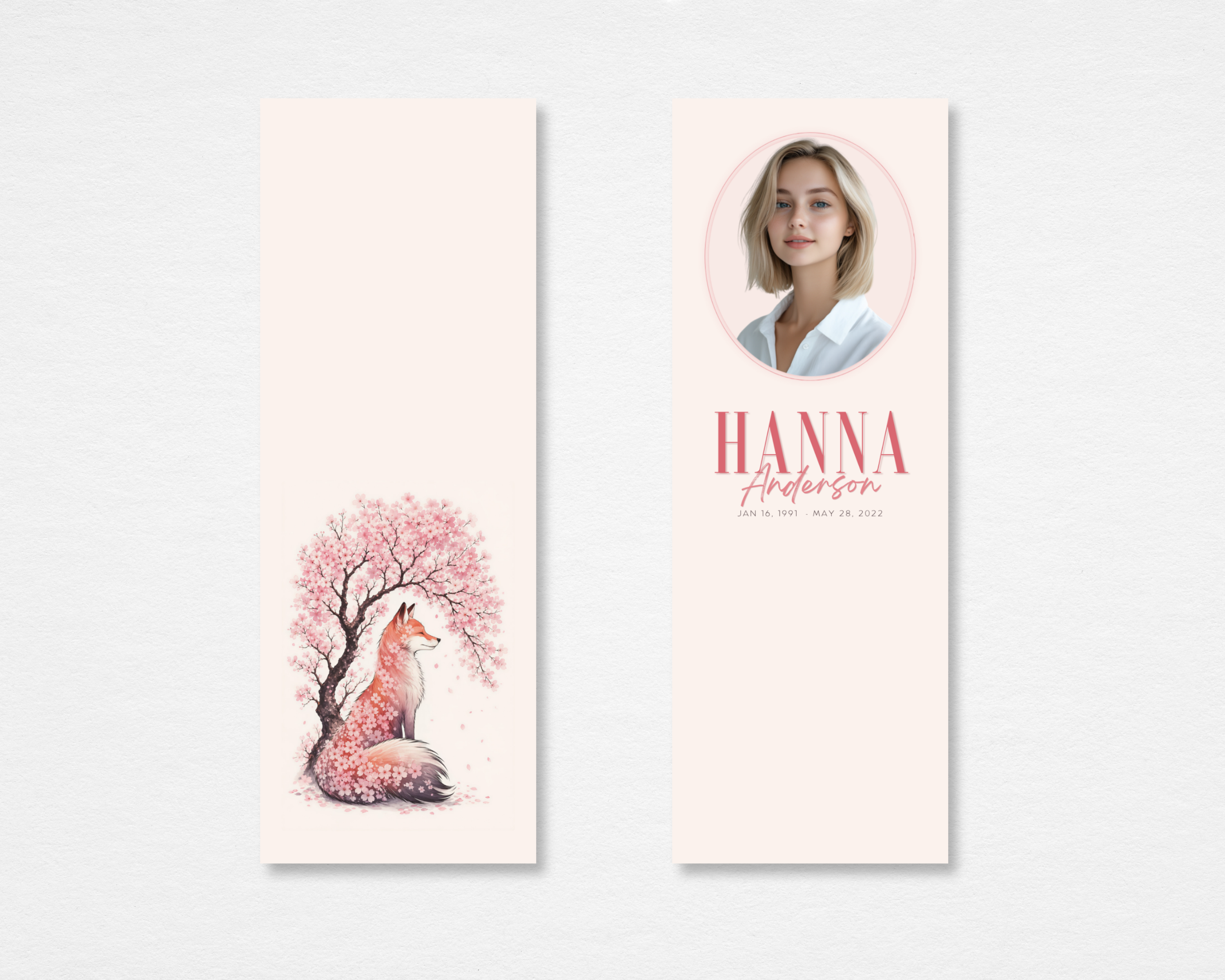 Cherry Blossom Fox Memorial Bookmark