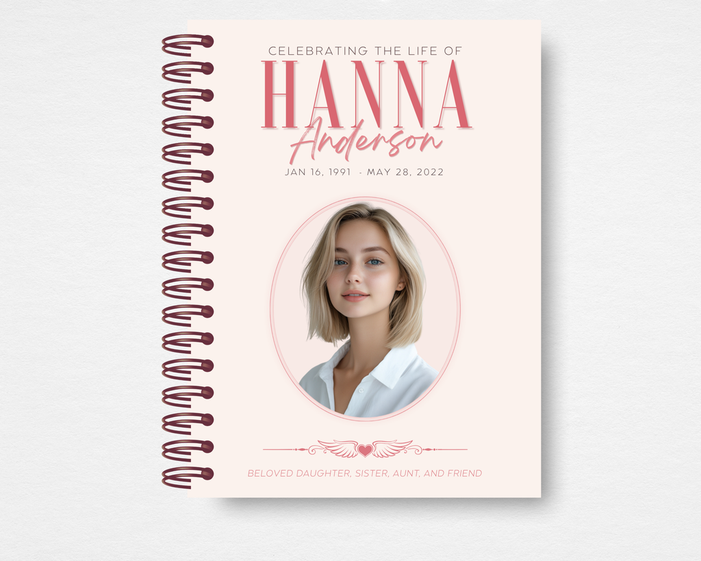 Cherry Blossom Fox memorial guest book — Canva editable template