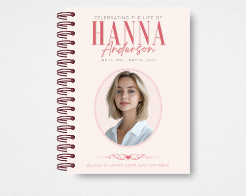Cherry Blossom Fox memorial guest book — Canva editable template