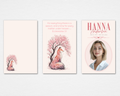 Cherry Blossom Fox watercolor botanical memorial prayer card template — Canva editable template