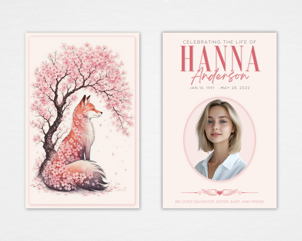 Cherry Blossom Fox Funeral Program