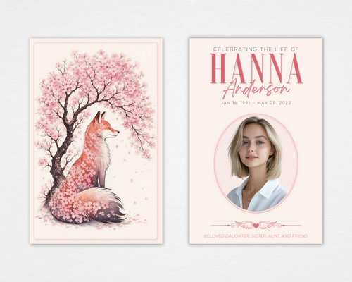Cherry Blossom Fox Funeral Program