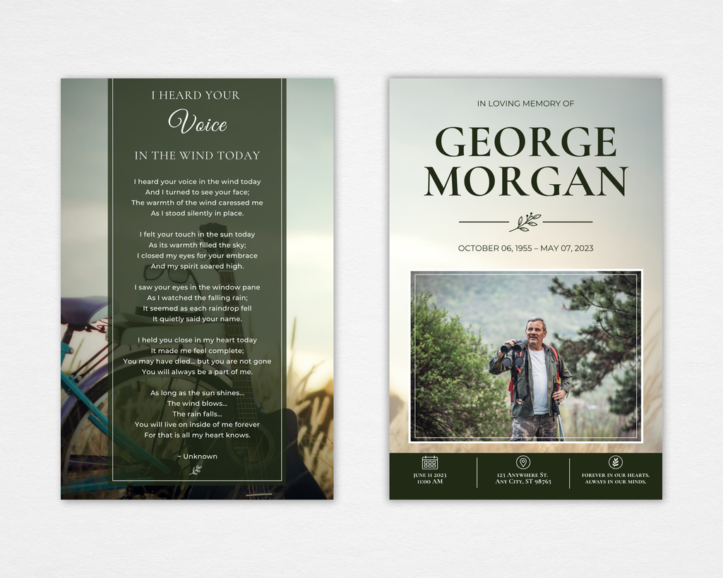 Where the Wind Goes Funeral Program Template