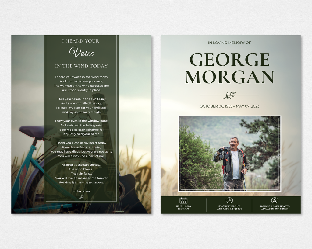 Where the Wind Goes Funeral Program Template