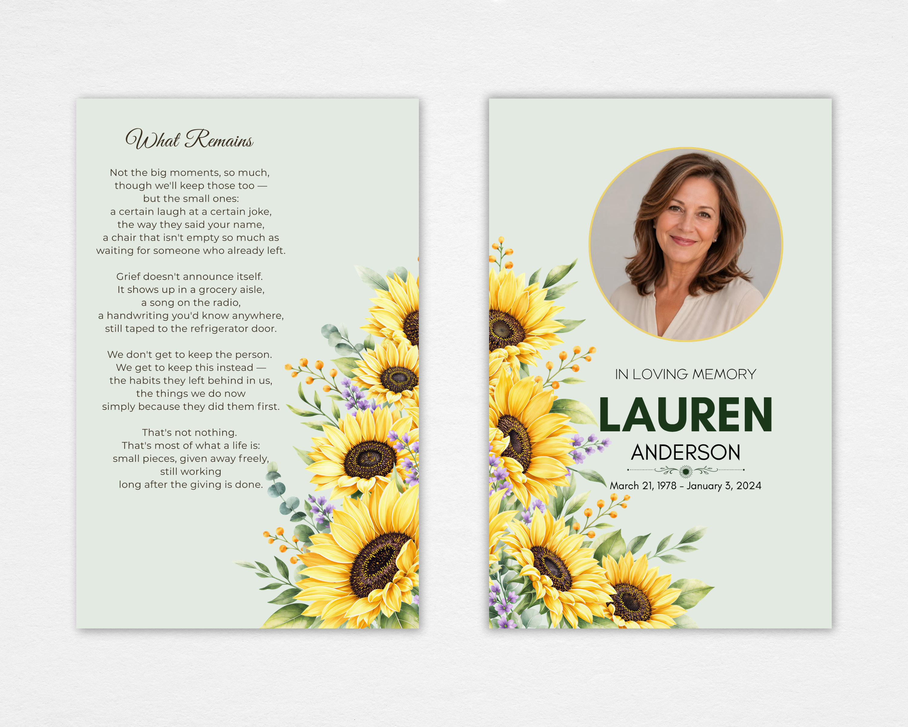 Bloom & Remembrance Funeral Program Template