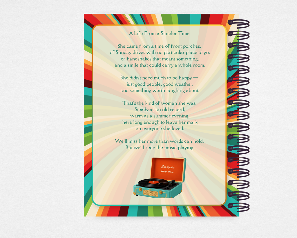 Her Music Plays On Memorial Guest Book Template
