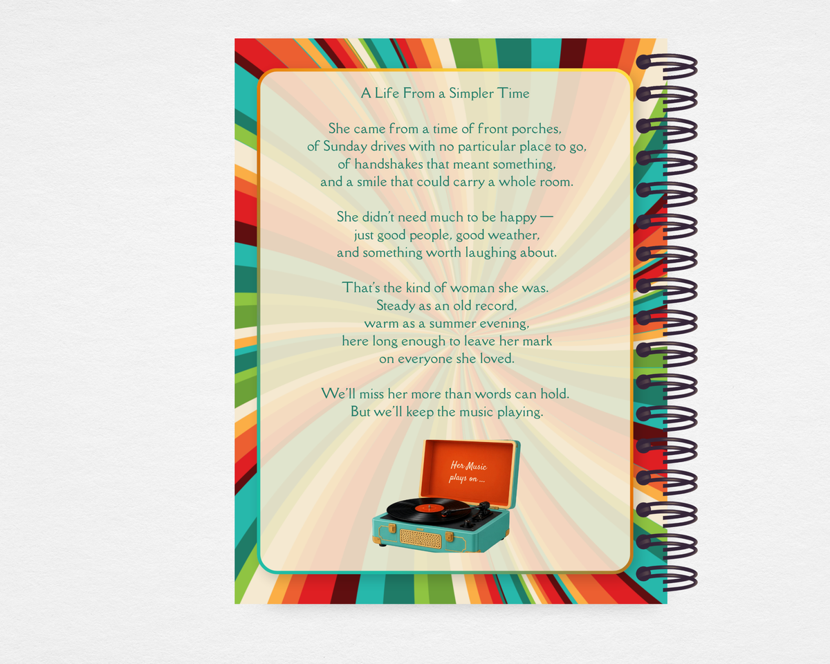 Her Music Plays On Memorial Guest Book Template