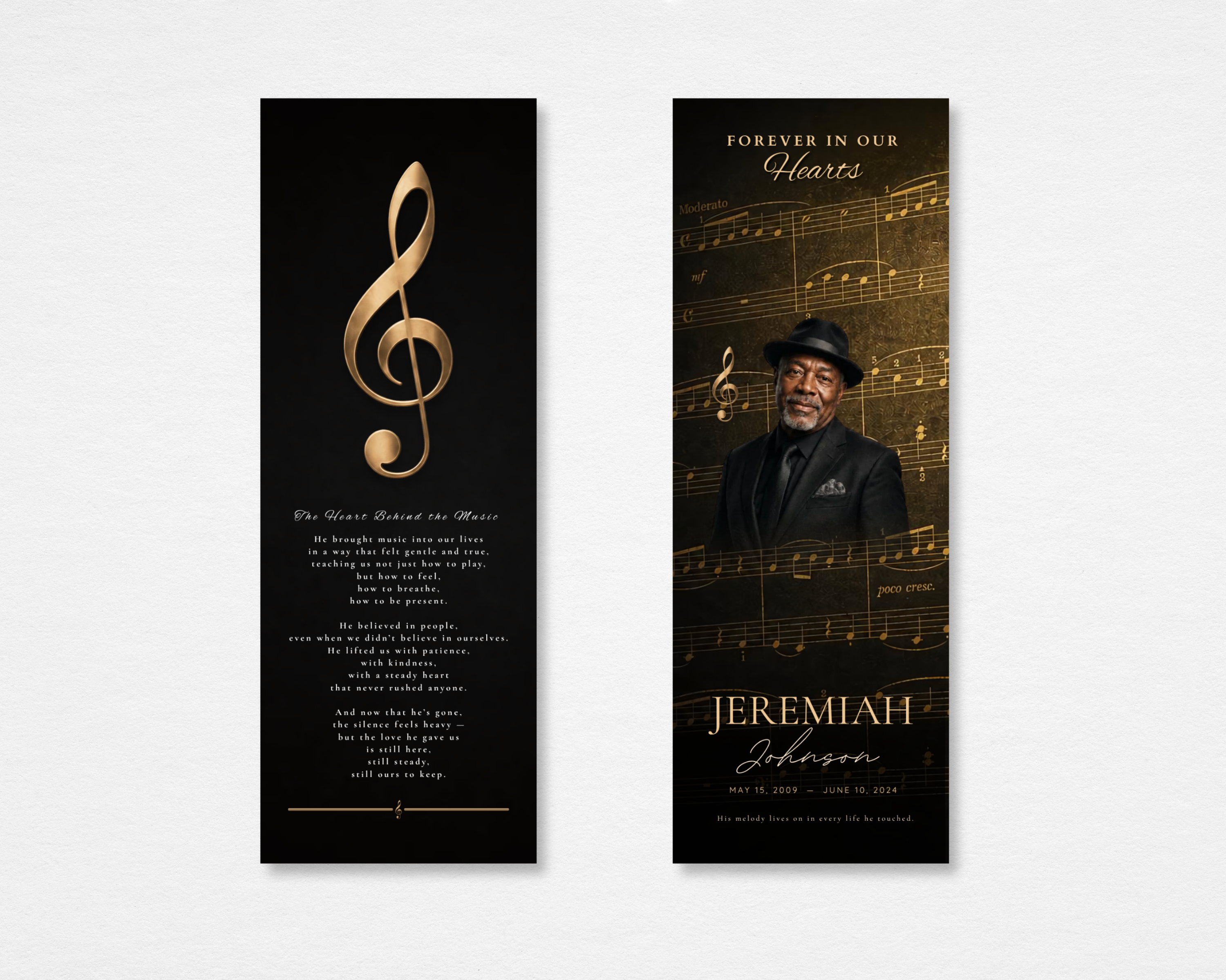 Golden Notes Memorial Bookmark