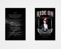 Ride On Brother biker motorcycle memorial prayer card featuring winged engine emblem — Canva editable instant download