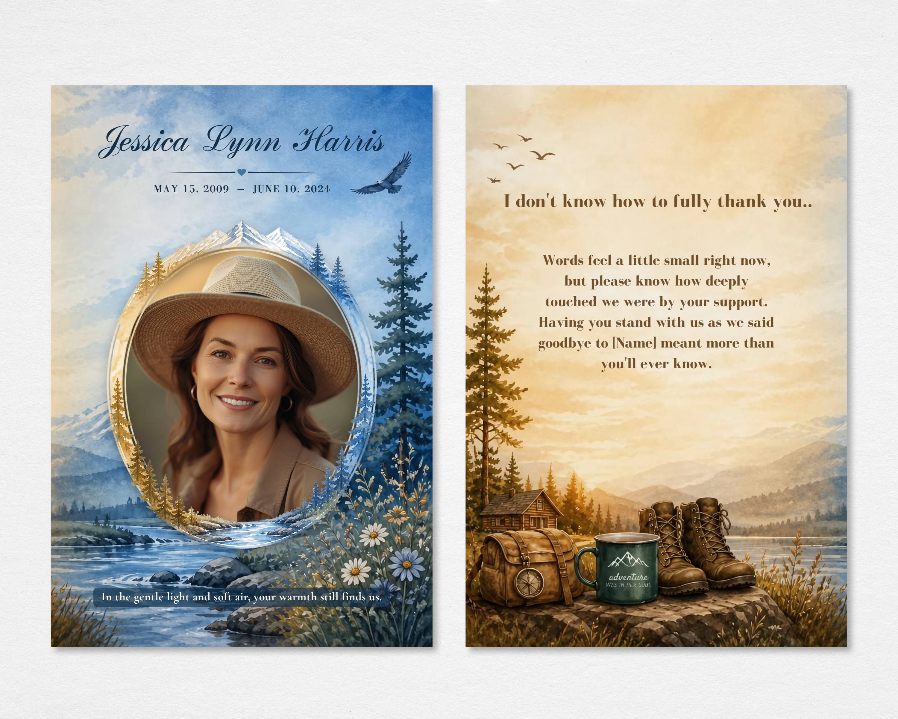 Rustic Nature Memorial Thank You Card