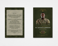 Duty & Honor Military Memorial Prayer Card Template — front and back shown on white background, olive green and gold Army design with 23rd Psalm, editable Canva instant download