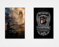 Iron Wings biker motorcycle memorial prayer card template — Canva editable template