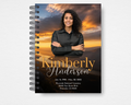Golden Sunset Cross Memorial Guest Book Template — Canva editable instant download, 17-page spiral-bound guest book with cross and dove sunset cover, faith-based funeral stationery