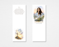 Quiet Wings memorial bookmark front and back — watercolor cross and dove, original Quiet Wings poem, mountain landscape portrait cover, editable in Canva