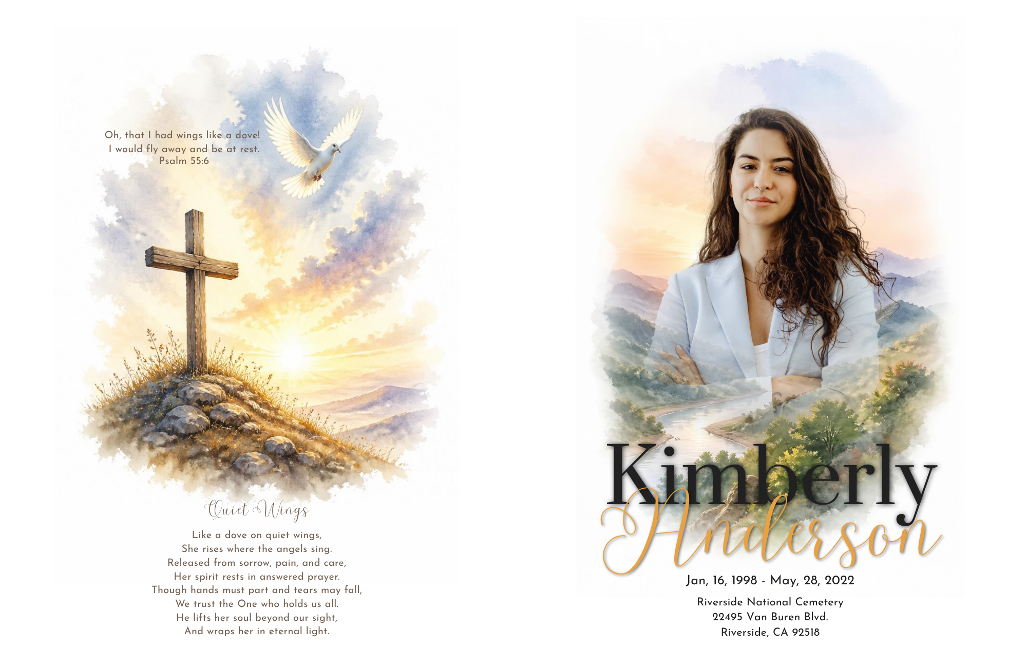 Quiet Wings Funeral Program
