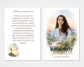 Quiet Wings Memorial Thank You Card template — watercolor sunrise cross and dove design, editable in Canva, instant download