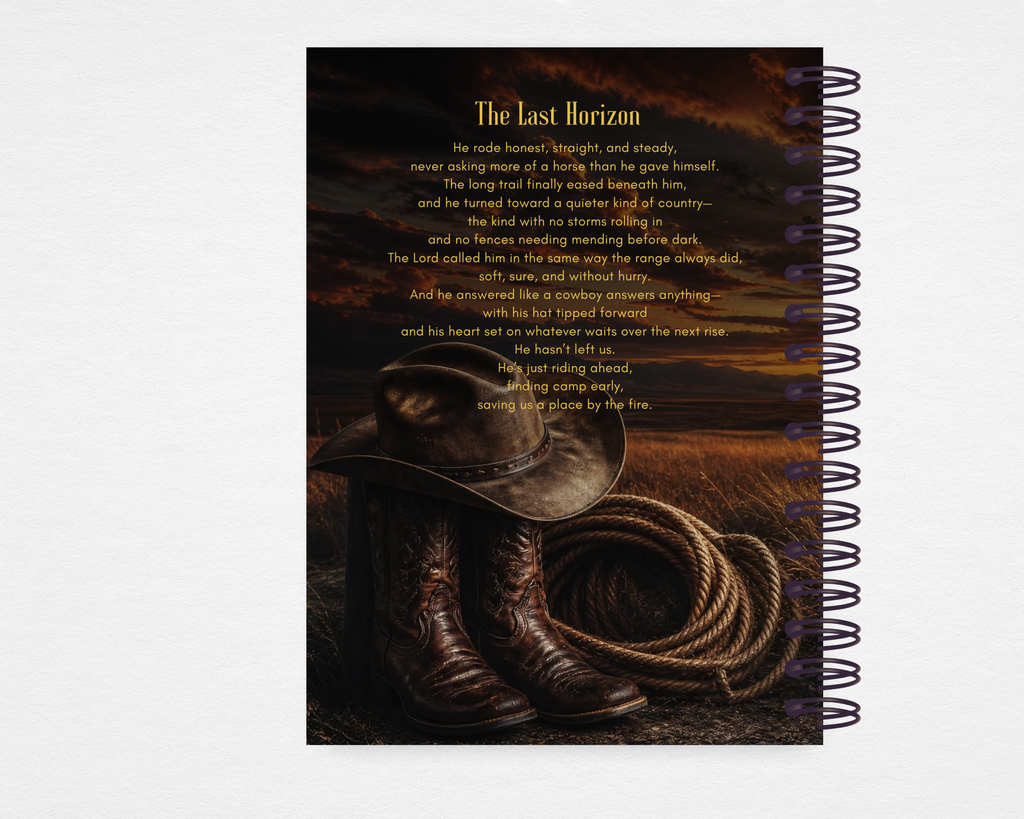 Open Range western cowboy memorial guest book — Canva editable template
