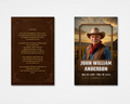 Cowboy Rides Away western cowboy memorial prayer card template — Canva editable template