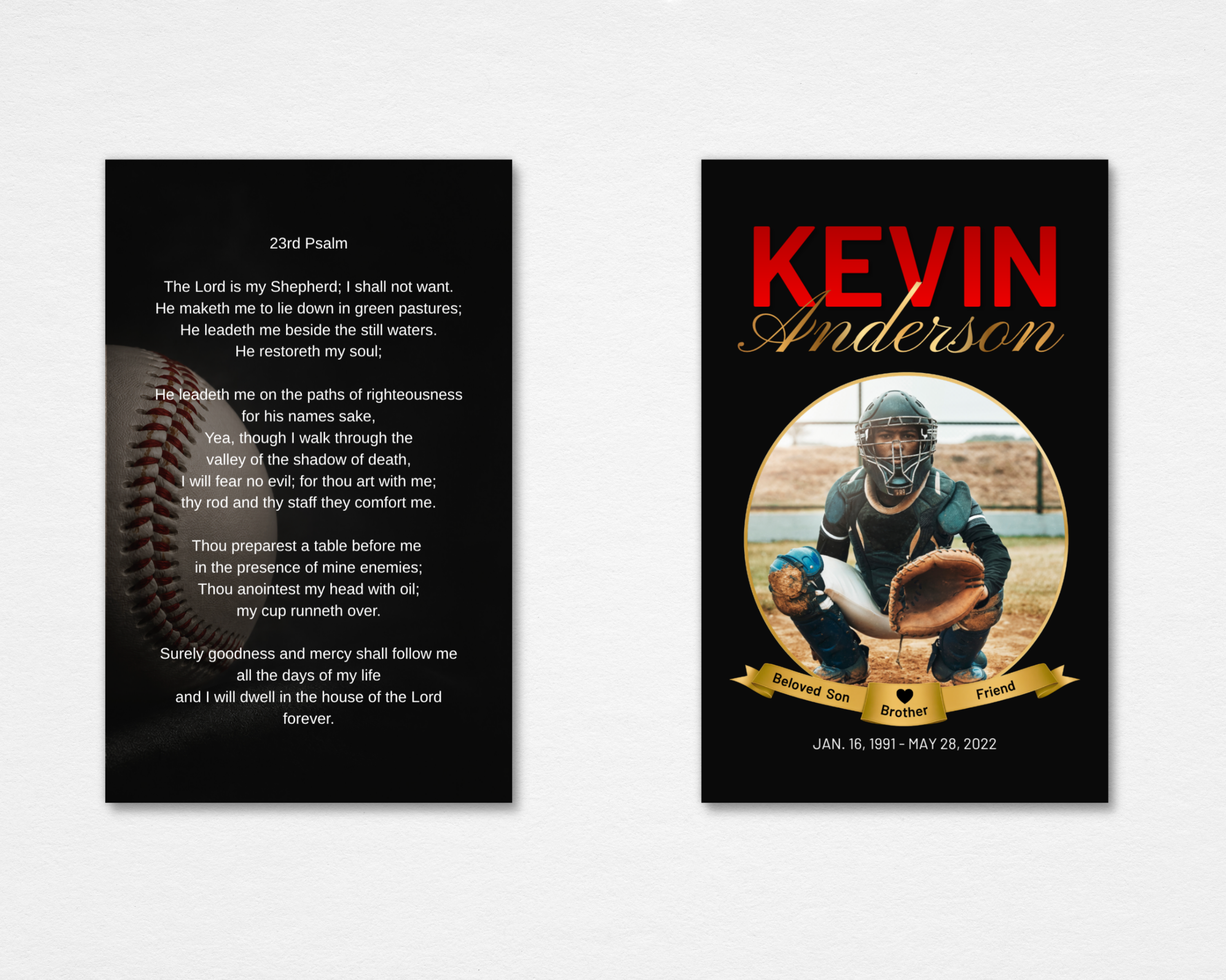 Final Inning baseball memorial prayer card template — Canva editable instant download