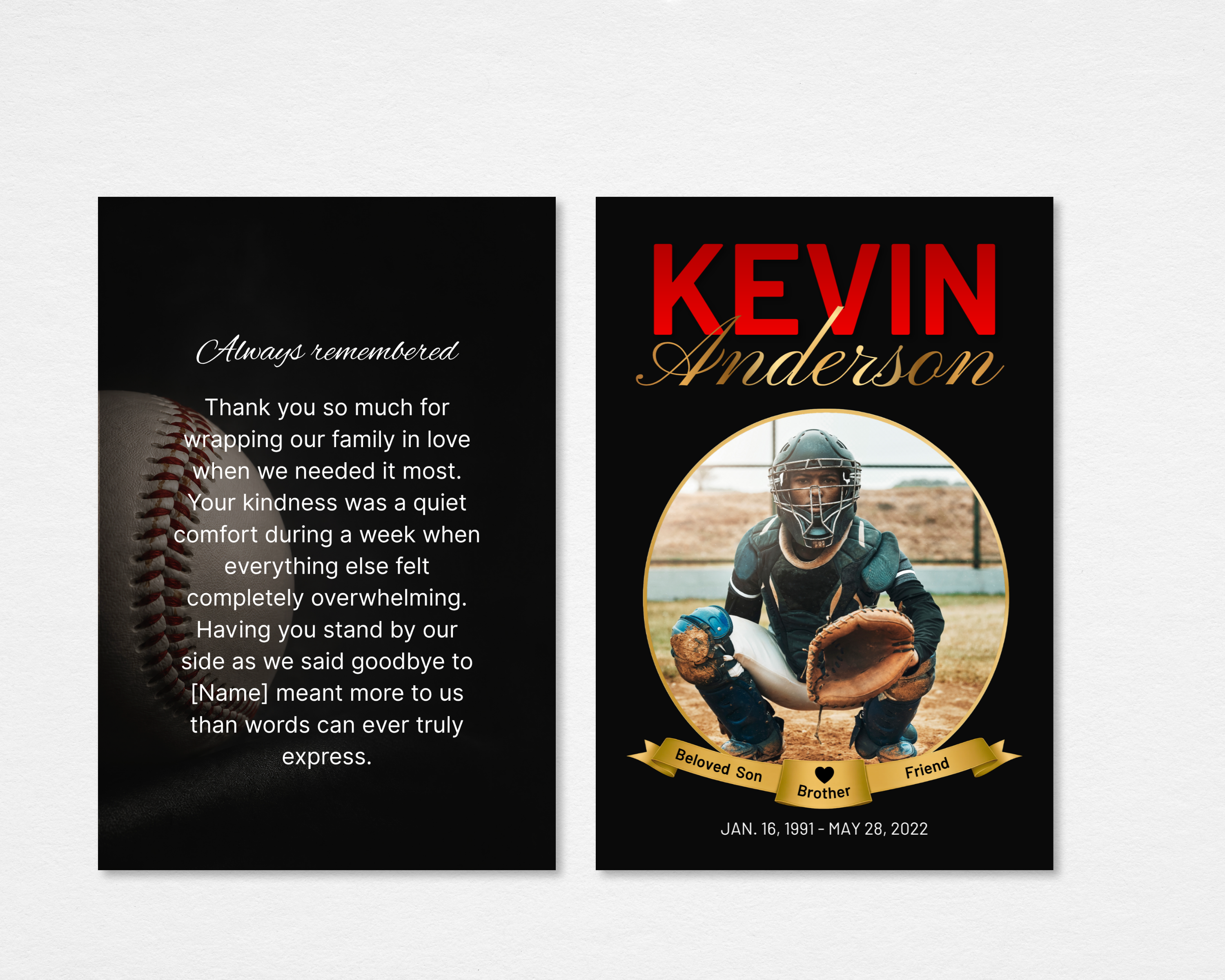 Final Inning Memorial Thank You Card