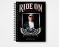 Ride On Brother biker motorcycle funeral guest book template front cover — Canva editable instant download
