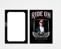 Ride On Brother biker motorcycle memorial thank you card template featuring winged engine emblem — Canva editable instant download