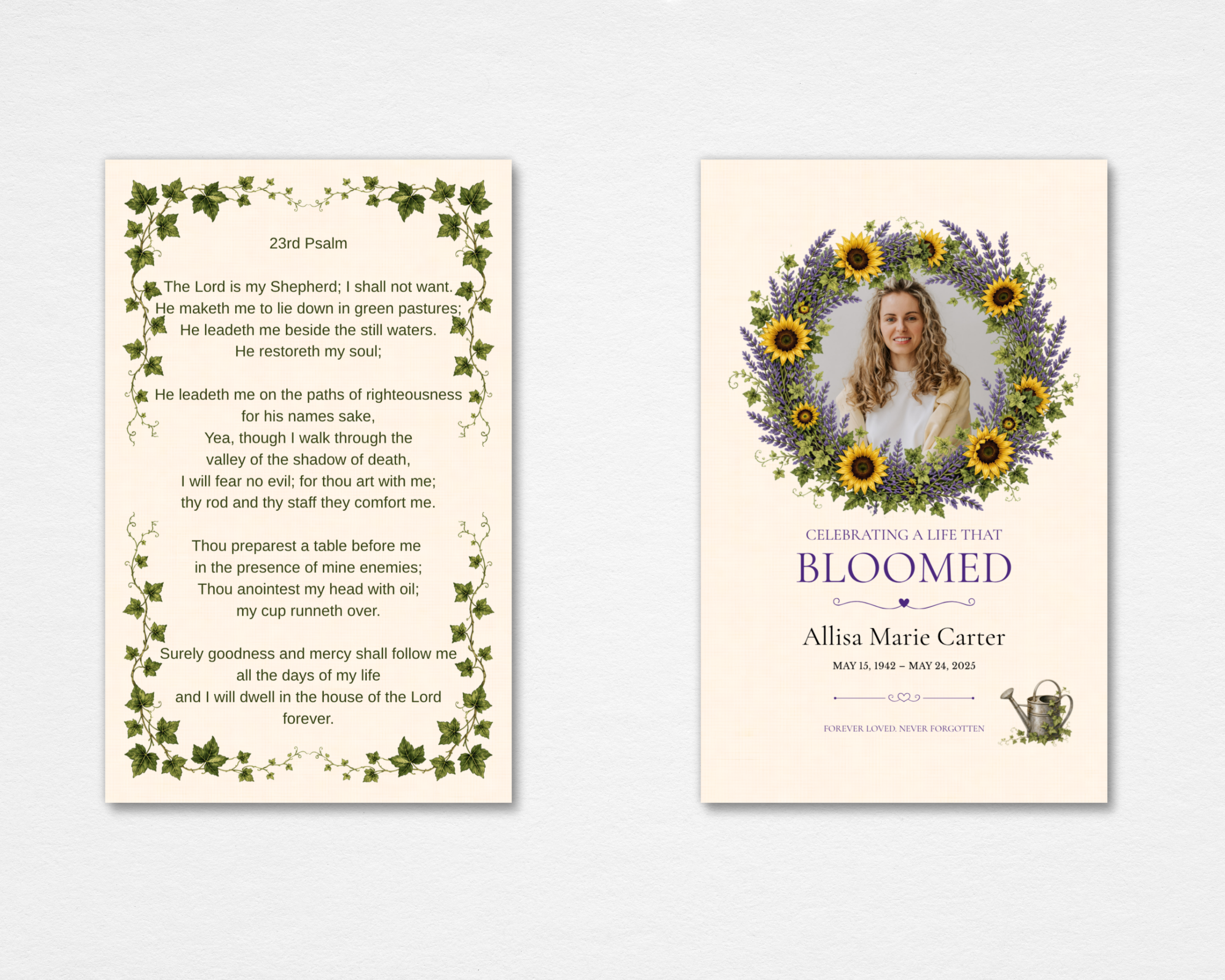 A Life That Bloomed Memorial Prayer Card