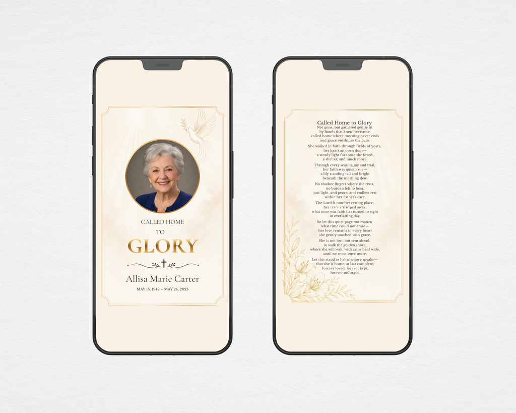Called Home to Glory Funeral Program