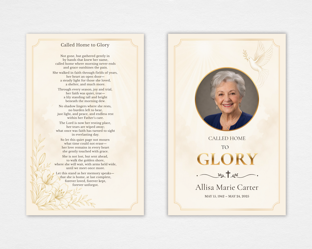 Called Home to Glory Funeral Program