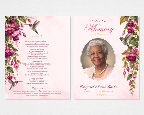 Fuchsia & Hummingbird Funeral Program