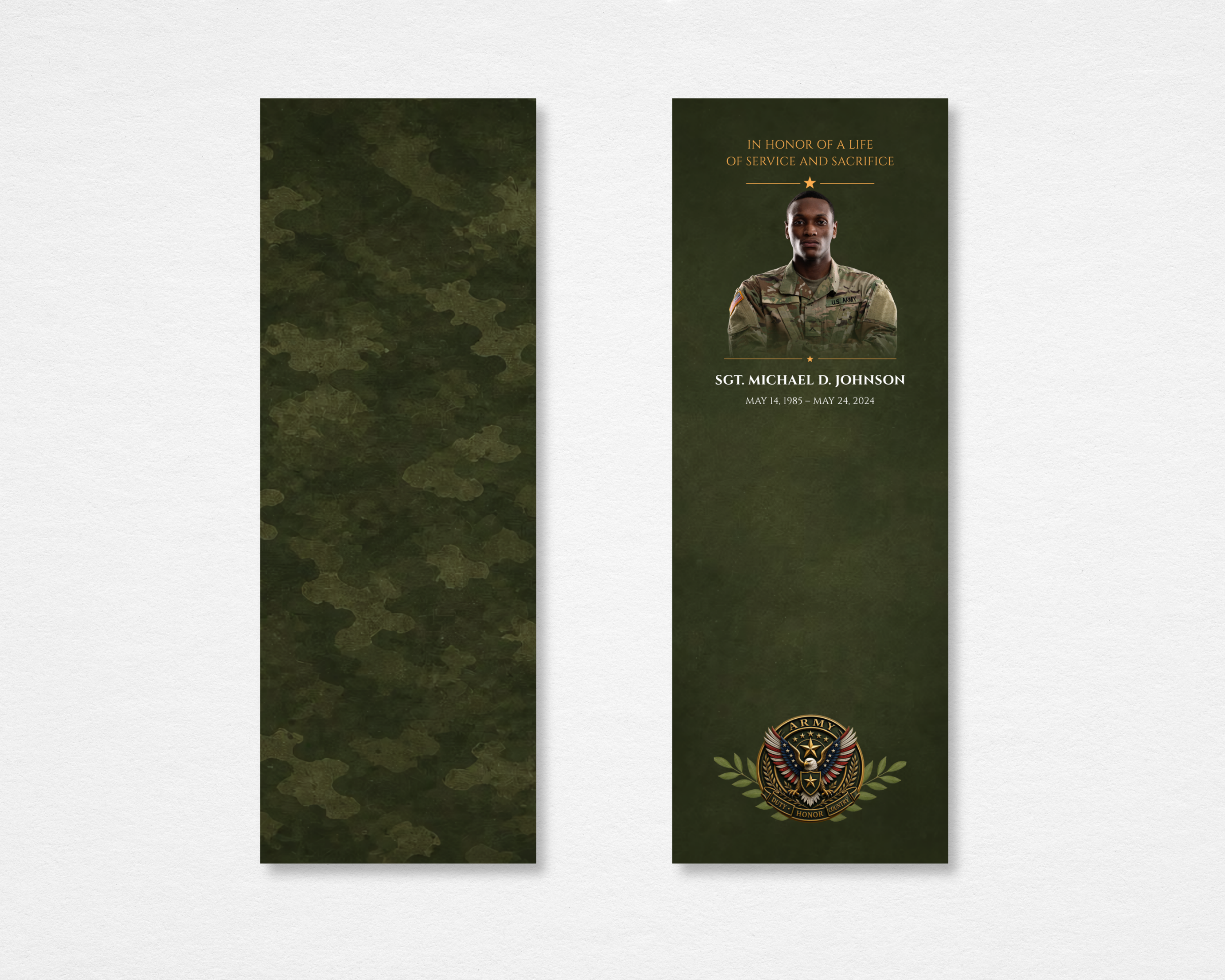 Duty & Honor Memorial Bookmark