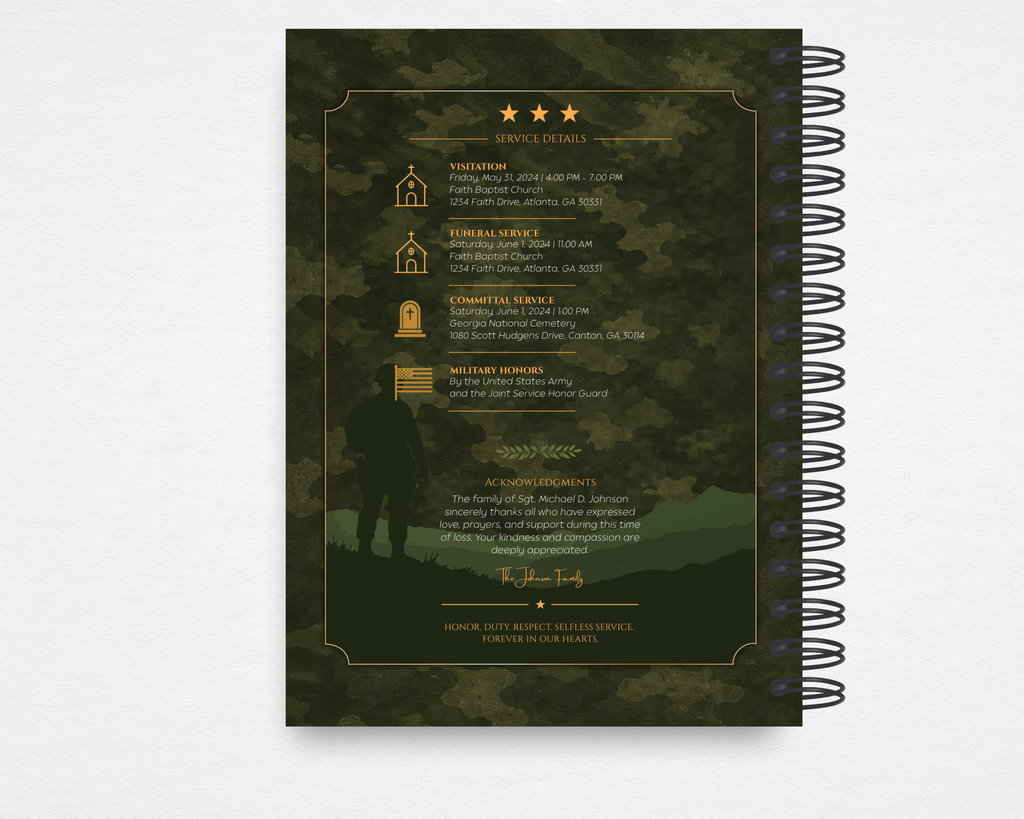 Duty & Honor Memorial Guest Book