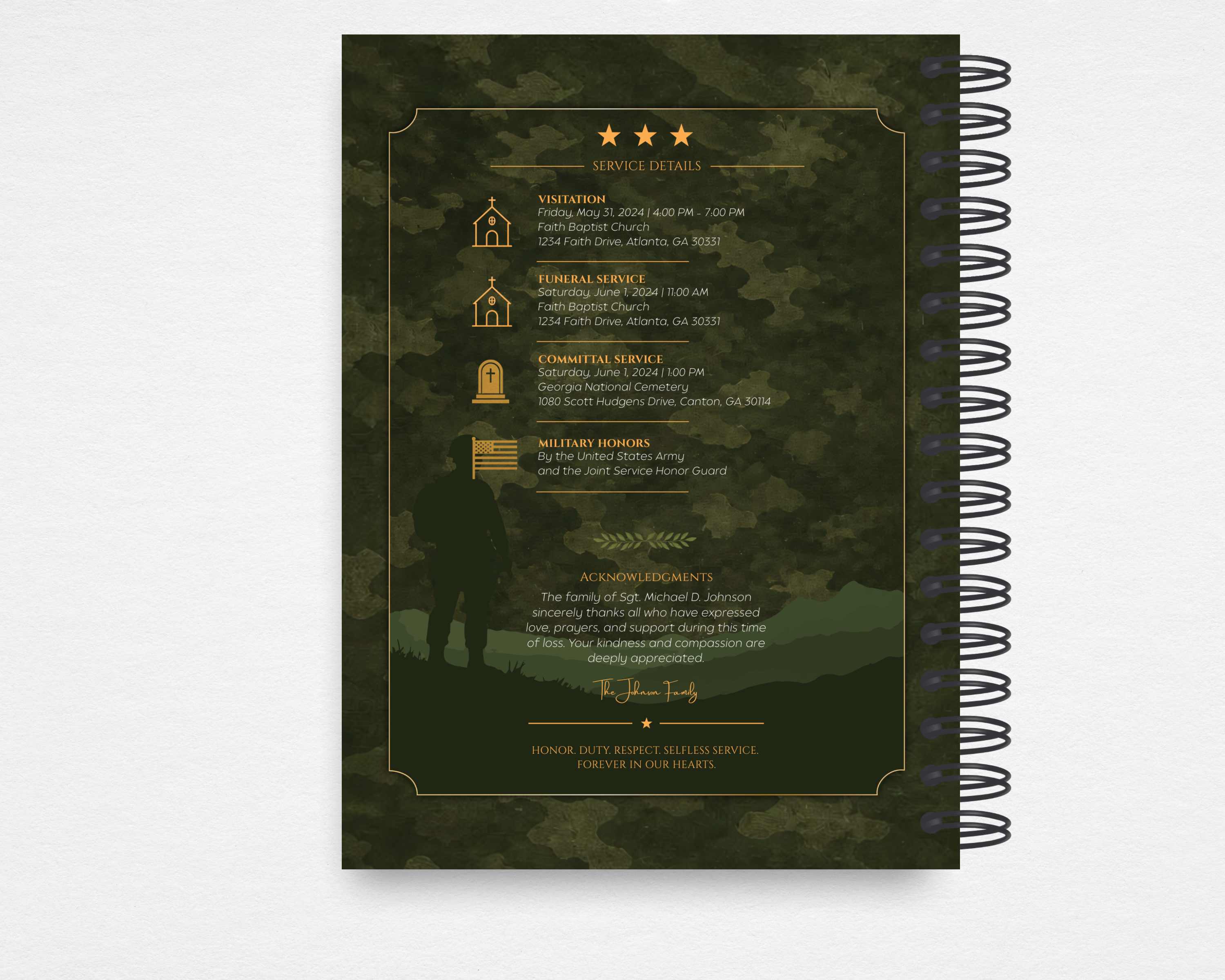 Duty & Honor Memorial Guest Book