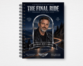 The Final Ride motorcycle memorial guest book Canva template — chrome magazine-style cover, Canva editable, print-ready