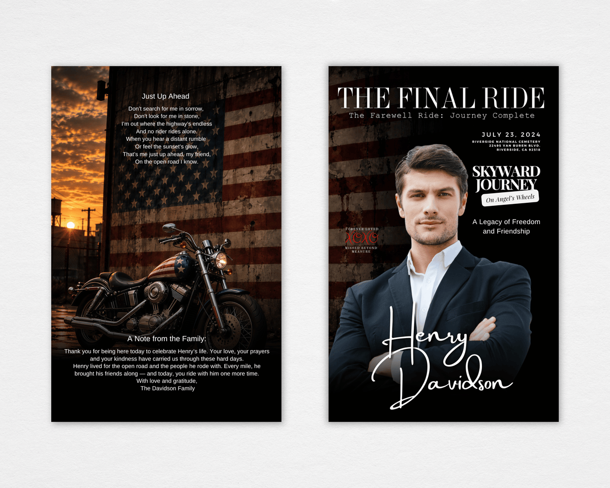 Patriotic Motorcycle Funeral Program