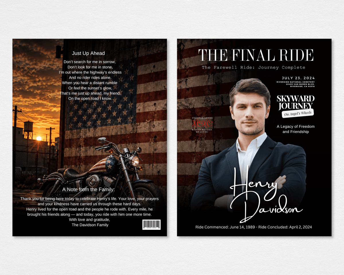 Patriotic Motorcycle Funeral Program
