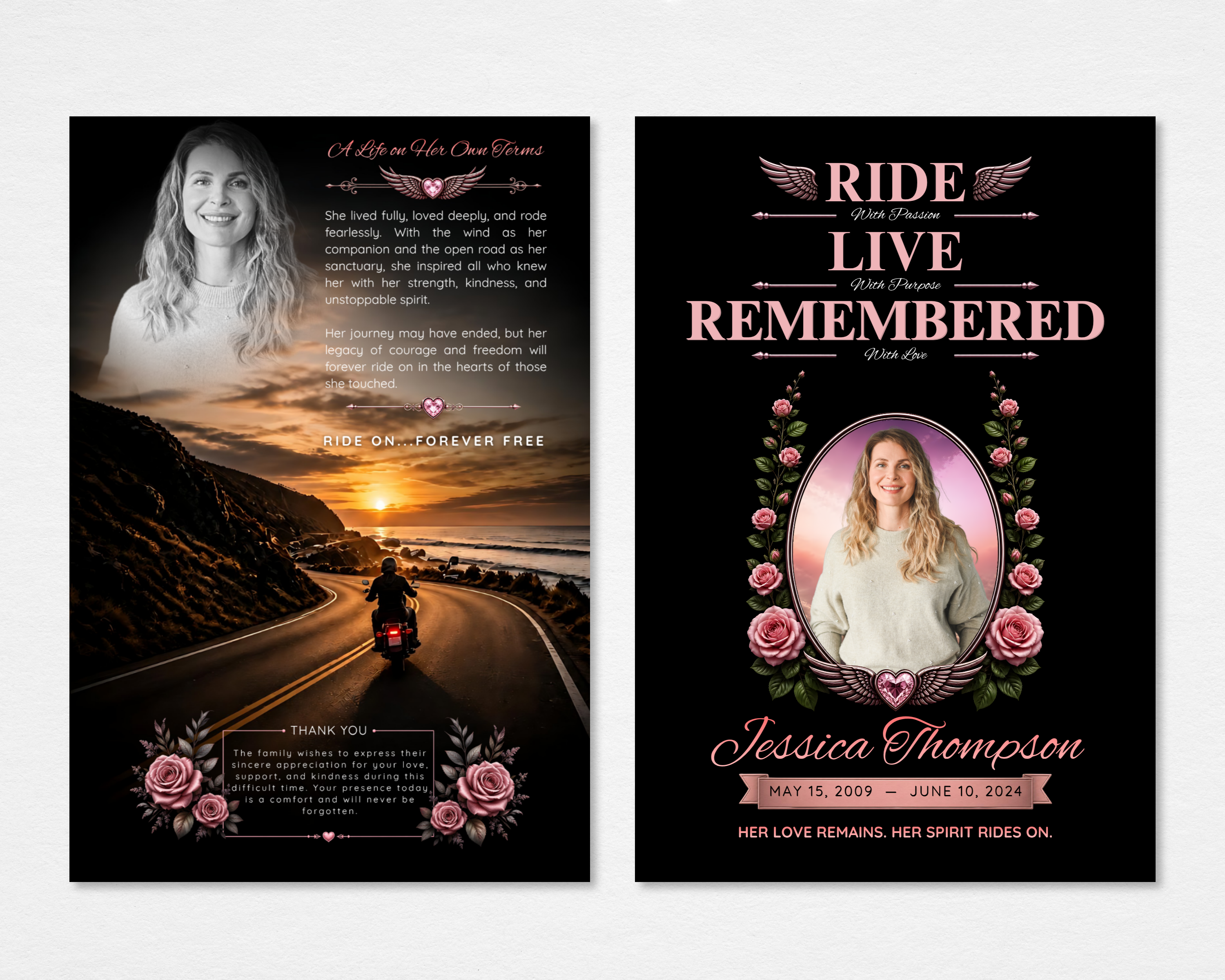 Wild Rose Memorial Thank You Card