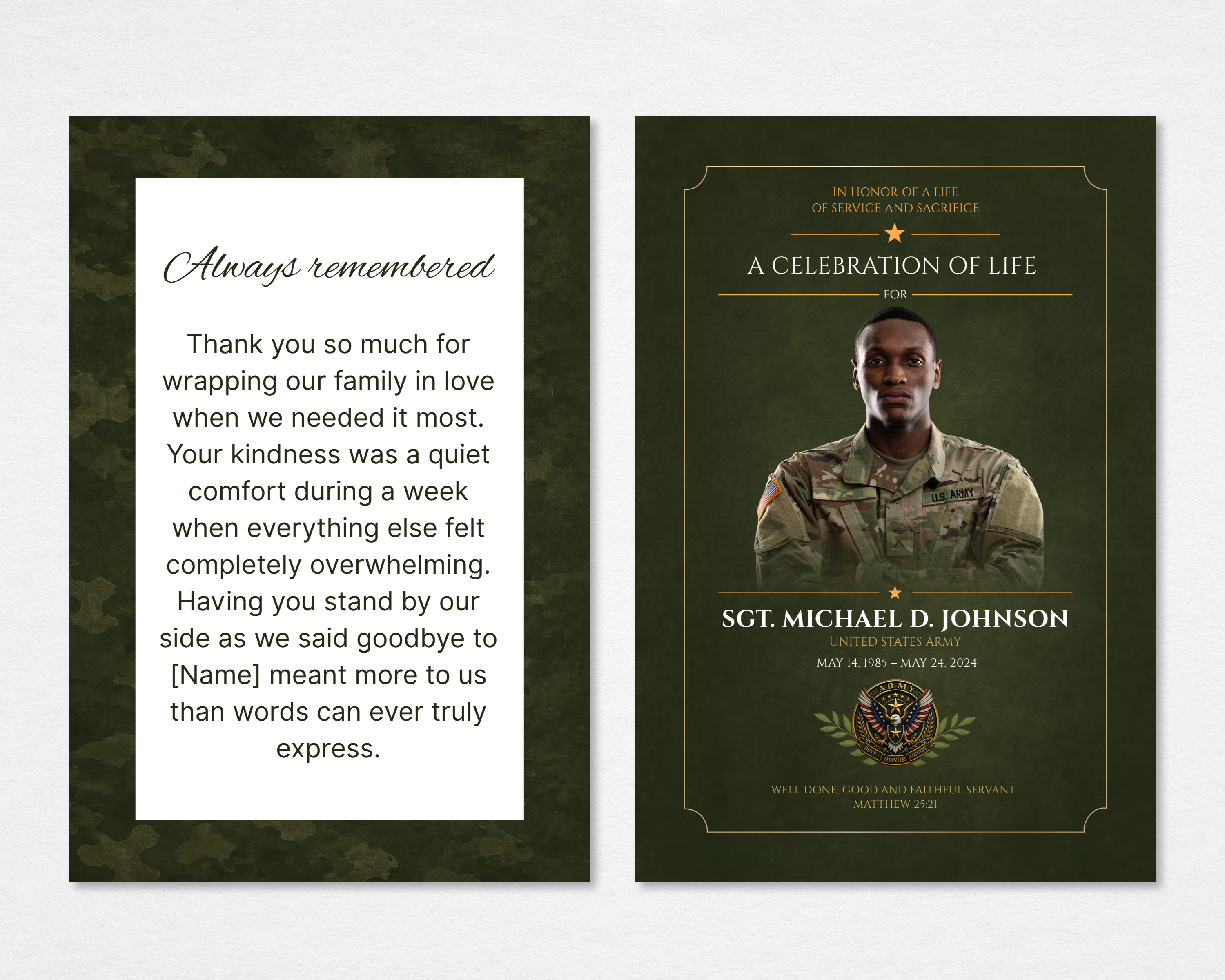 Duty & Honor Memorial Thank You Card