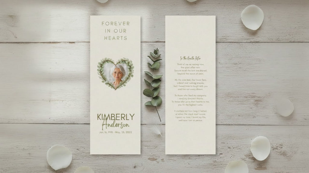 Botanical Heart Memorial Bookmark