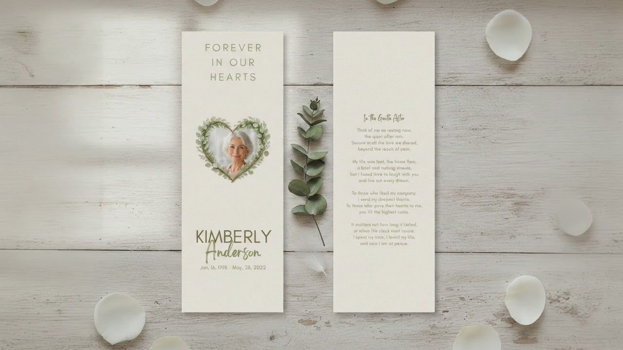 Botanical Heart Memorial Bookmark